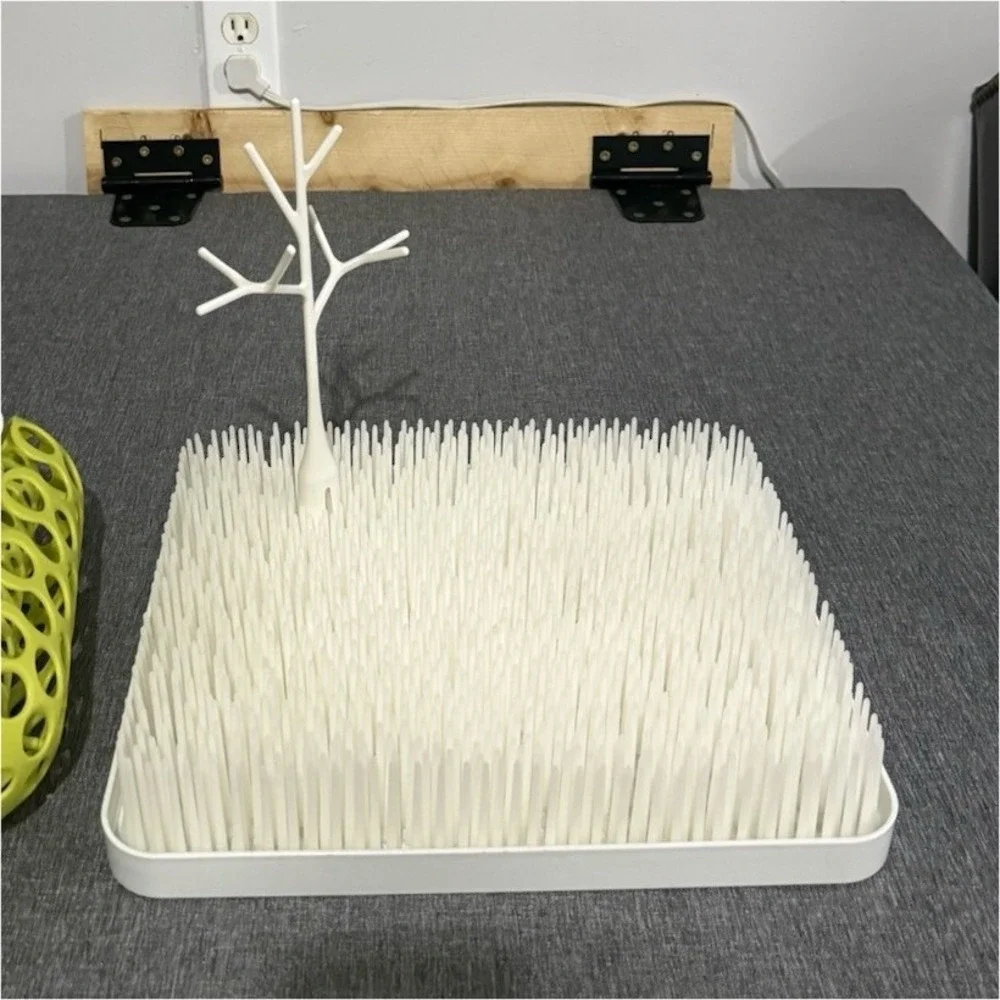 Boon Grass Baby Bottle Drying Rack w/ Detachable Drip Tray White/Green